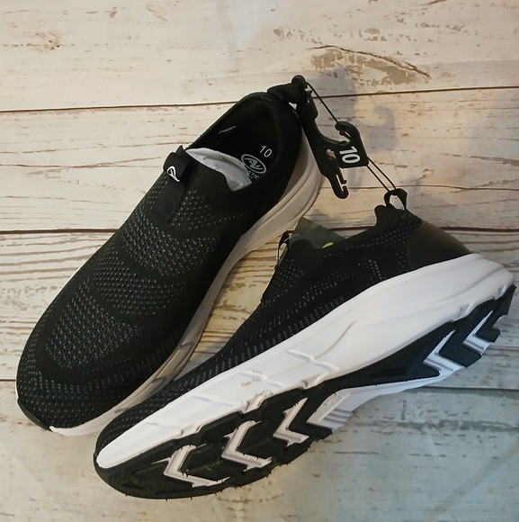 Athletic Works Men's Knit Slip-On Sneakers Black Size 10 - Picture 2 of 7